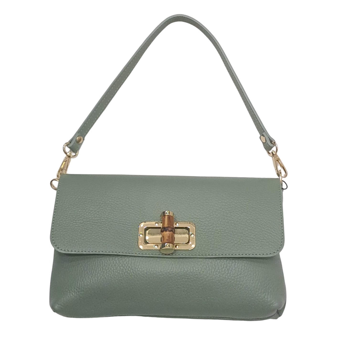 Borsa Adele verde salvia a spalla&tracolla in catena oro