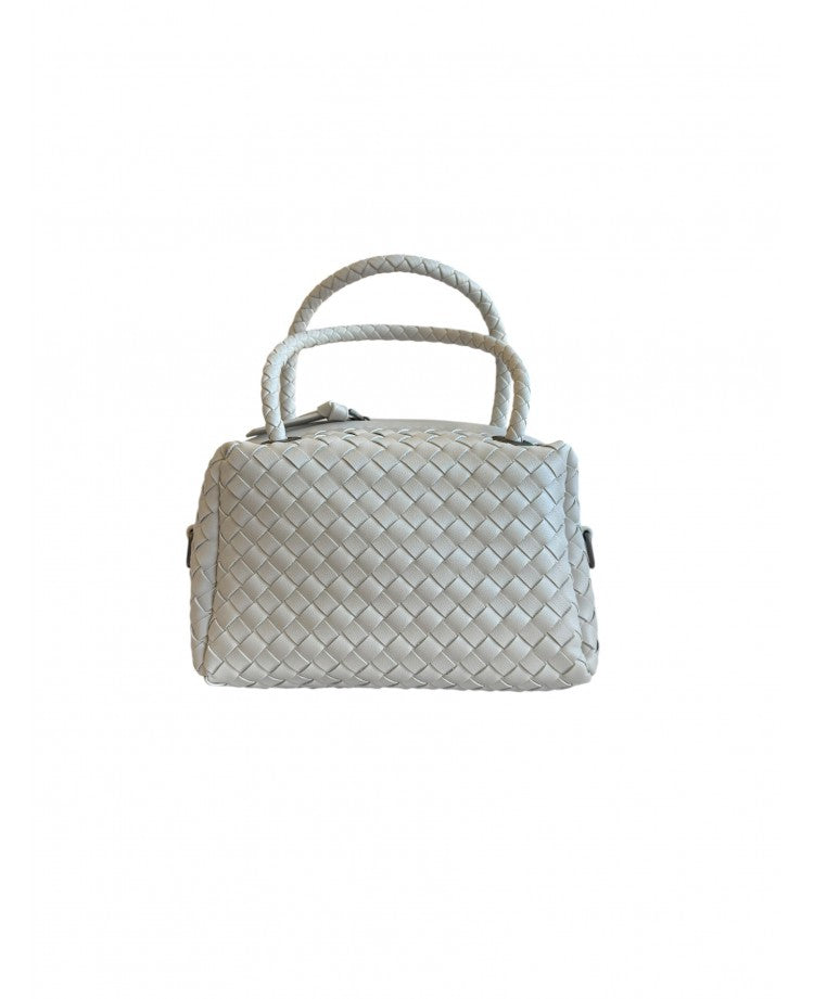 10362 Borsa box bianco intrecciata a mano&tracolla