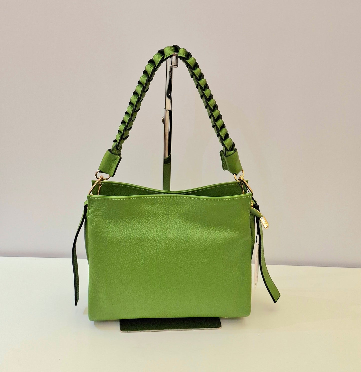 101231Borsa Burano verde a spalla&tracolla