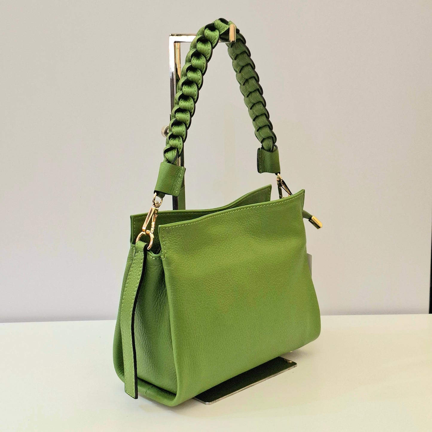101231Borsa Burano verde a spalla&tracolla